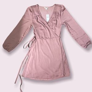 Mauve satin wrap dress